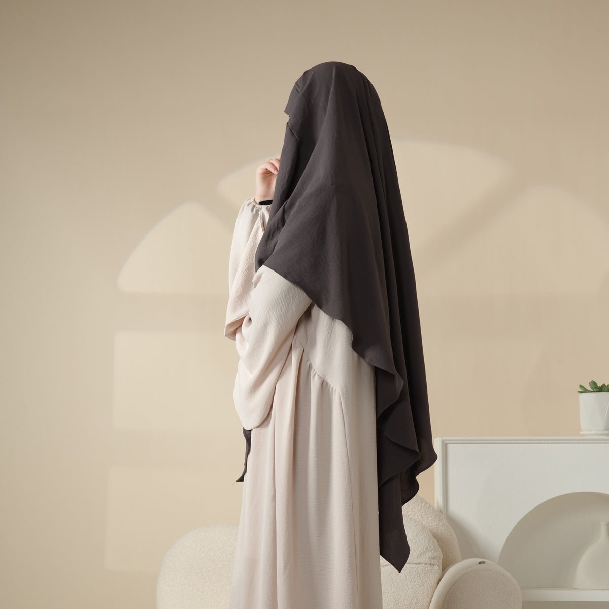 New Crepe 1 - Layer Khimar | Soft Crepe Material Khimar (MK009) - Mariam's Collection