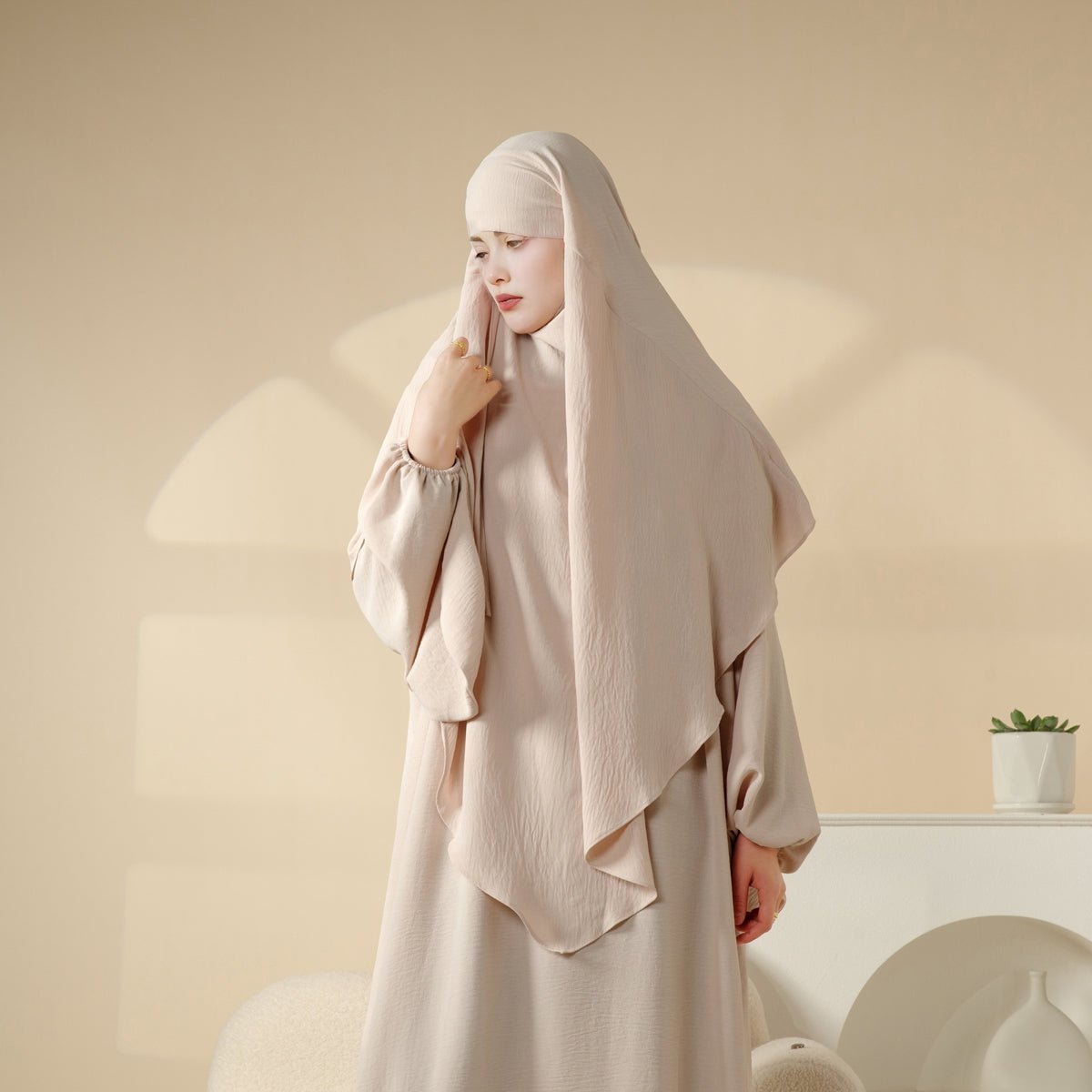 New Crepe 1 - Layer Khimar | Soft Crepe Material Khimar (MK009) - Mariam's Collection