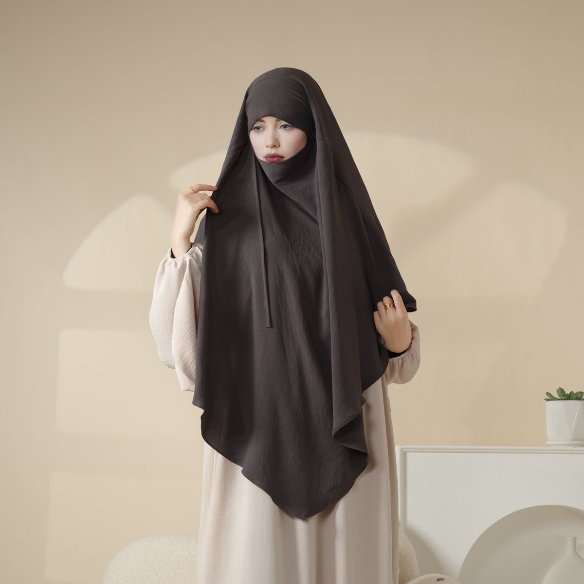 New Crepe 1 - Layer Khimar | Soft Crepe Material Khimar (MK009) - Mariam's Collection