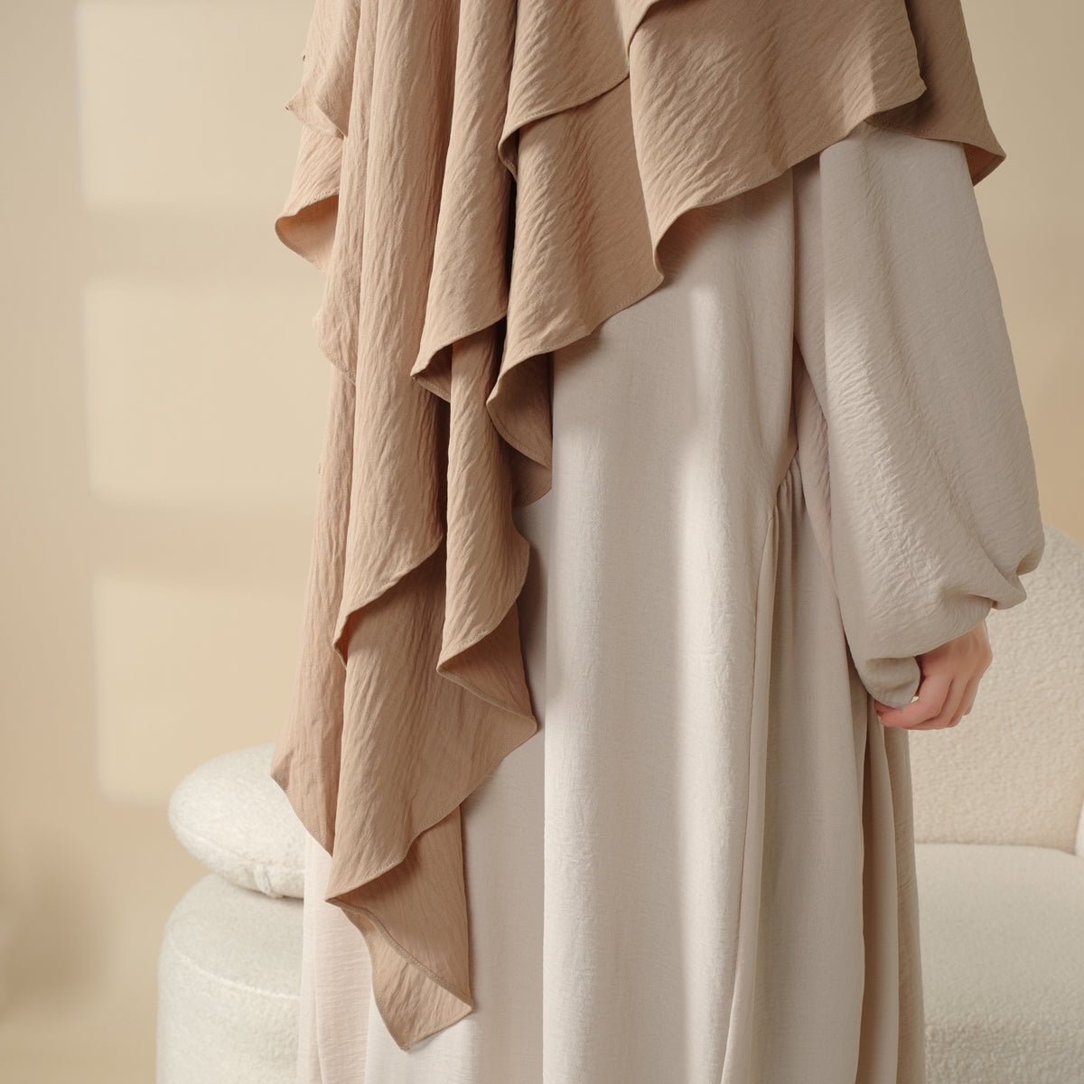 New Two - Layer Crepe Khimar (MK010) - Mariam's Collection