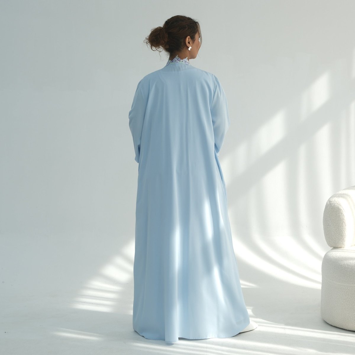 Nida Abaya with 3D Floral Lace Trim(MOA289) - Mariam's Collection