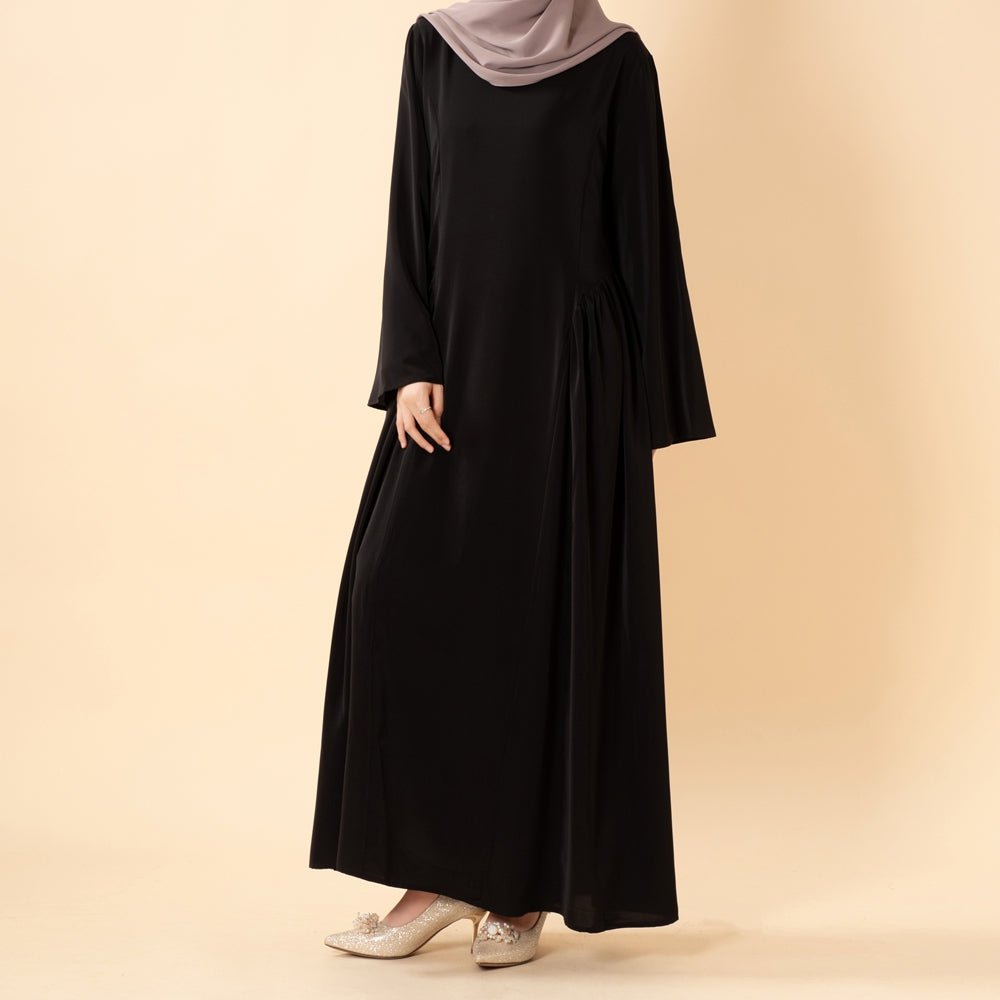 Nida Flared Maxi Dress with Pleated A-Line Skirt & Wide Bell Sleeves(MS435) - Mariam's Collection