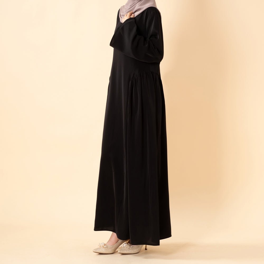Nida Flared Maxi Dress with Pleated A-Line Skirt & Wide Bell Sleeves(MS435) - Mariam's Collection
