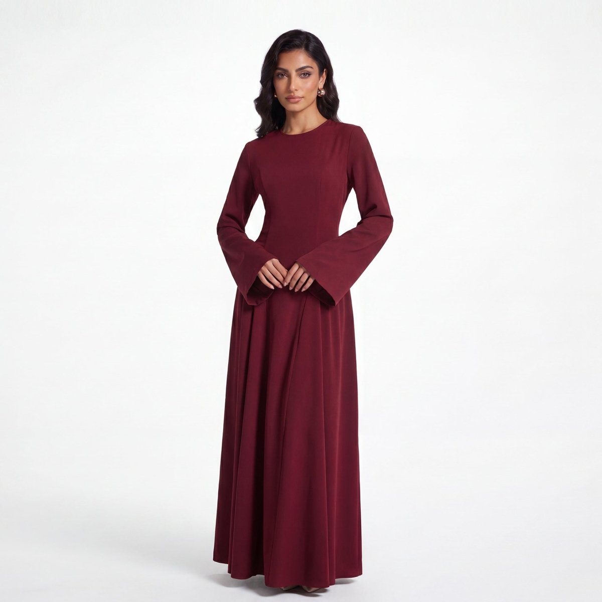 Nida Flared Maxi Dress – Bell Sleeve Nida Abaya