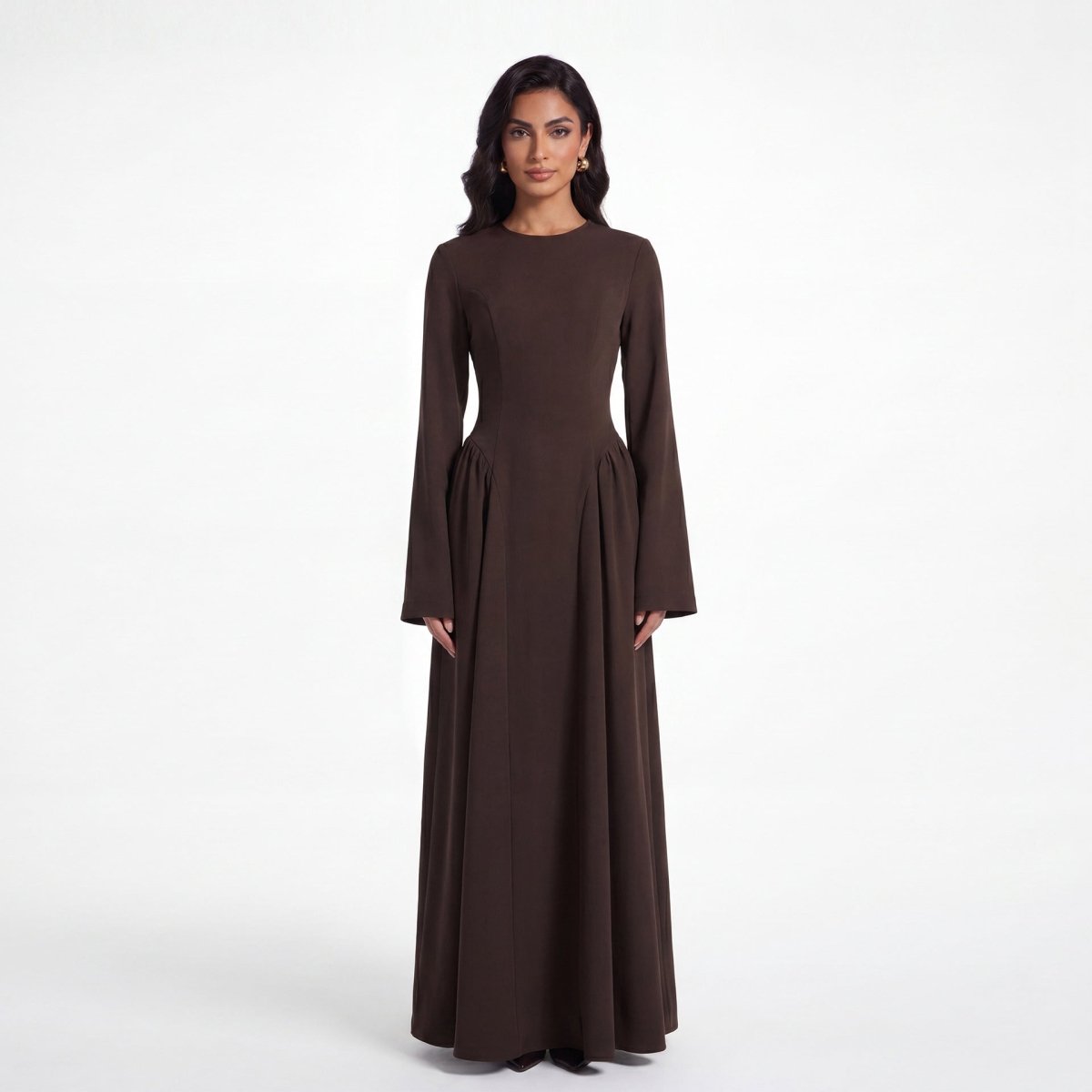 Nida Flared Maxi Dress – Bell Sleeve Nida Abaya