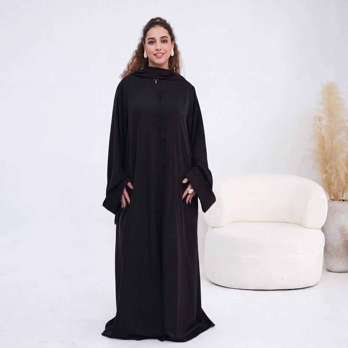 Nida Open Abaya & Hijab Set(MOA344) - Mariam's Collection