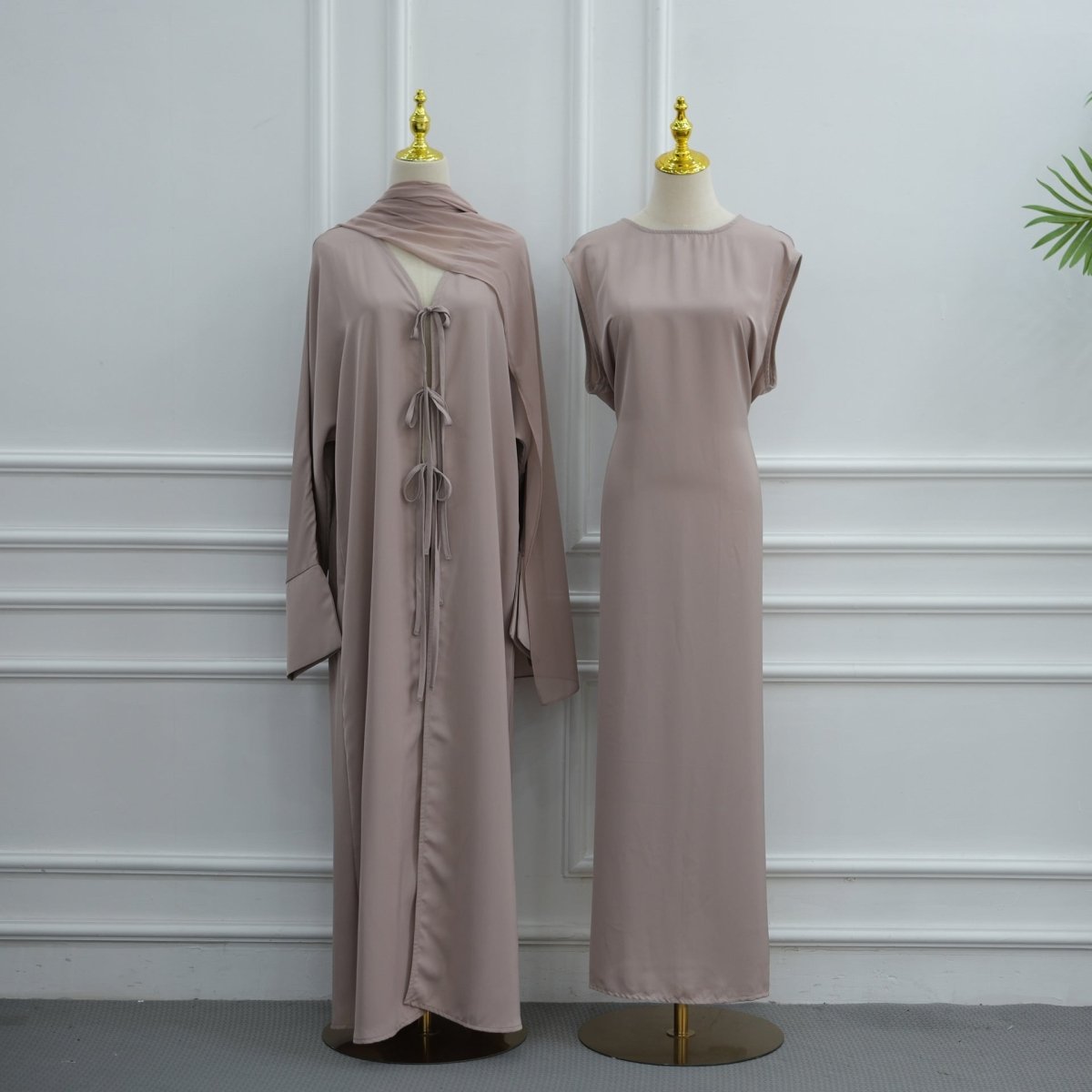 Nida Three-Piece Open Abaya Set(MOA340) - Mariam's Collection