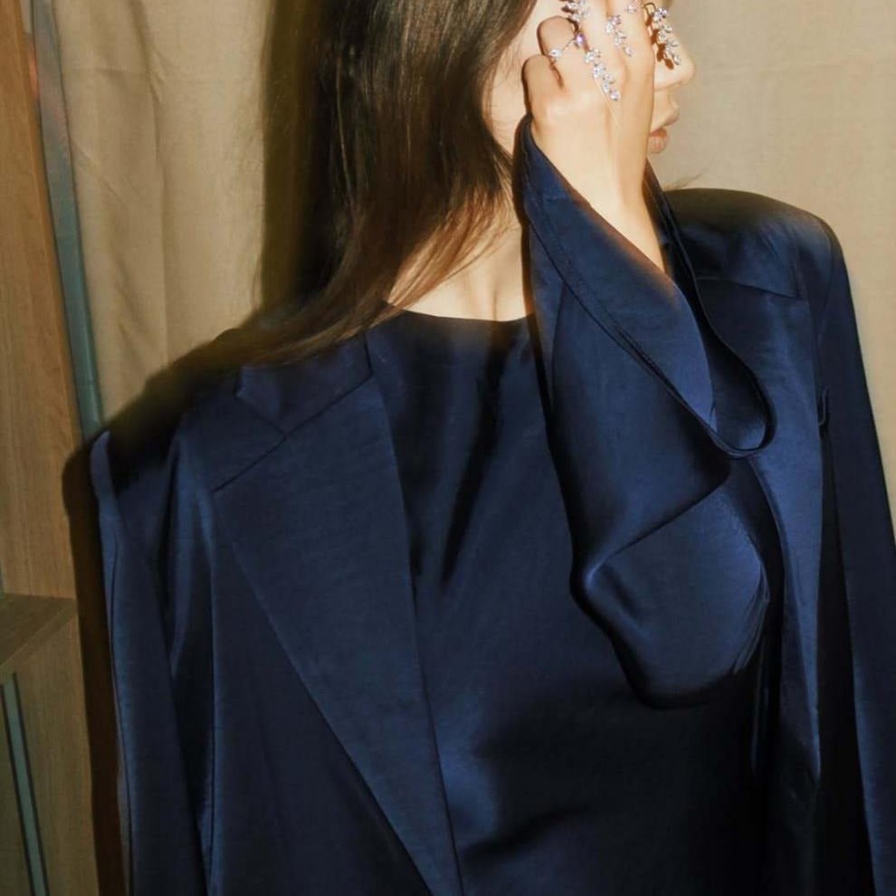 Notched Lapel Jacket with Maxi Dress(MS315) - Mariam's Collection