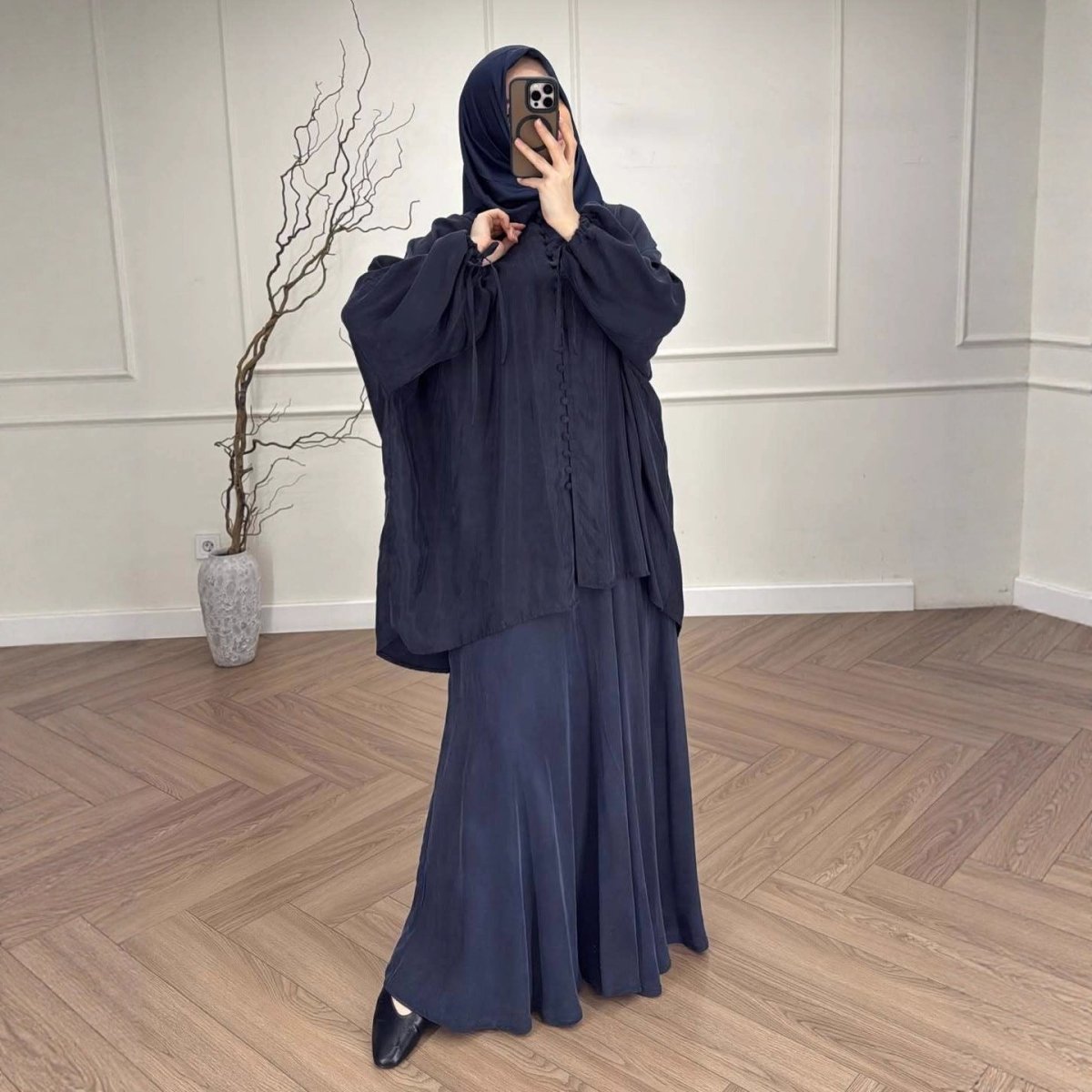 Oversized Batwing Tunic & Maxi Skirt Set(MS376) - Mariam's Collection