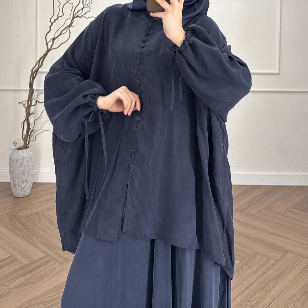 Oversized Batwing Tunic & Maxi Skirt Set(MS376) - Mariam's Collection