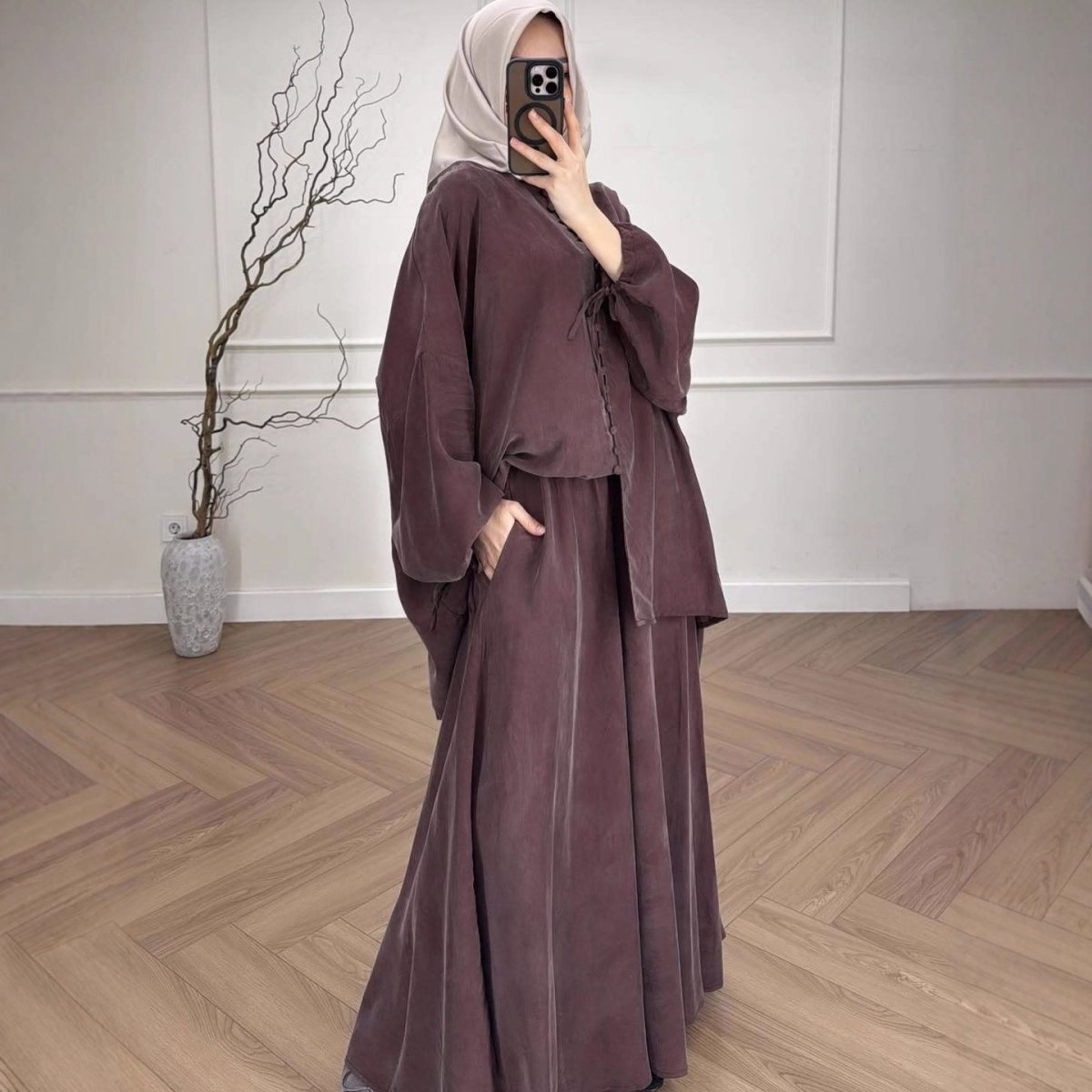 Oversized Batwing Tunic & Maxi Skirt Set(MS376) - Mariam's Collection