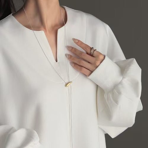 Oversized Cotton Sweatshirt Tunic | V - Neck Long Sleeve Pullover Top(MS210) - Mariam's Collection