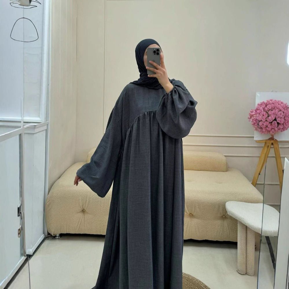 Oversized Elastic Cuff Pullover Bubble Sleeve Abaya(MA335) - Mariam's Collection