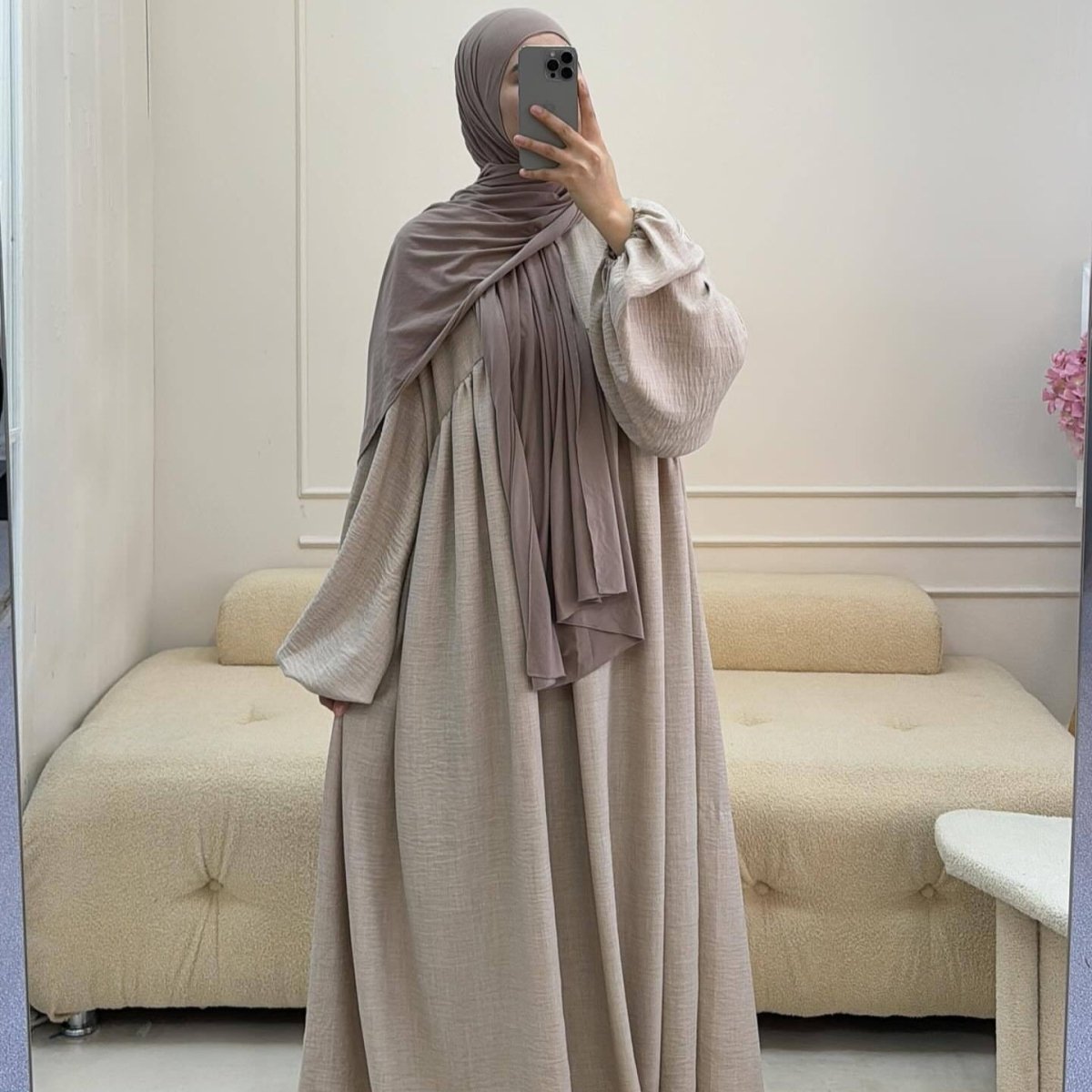 Oversized Elastic Cuff Pullover Bubble Sleeve Abaya(MA335) - Mariam's Collection