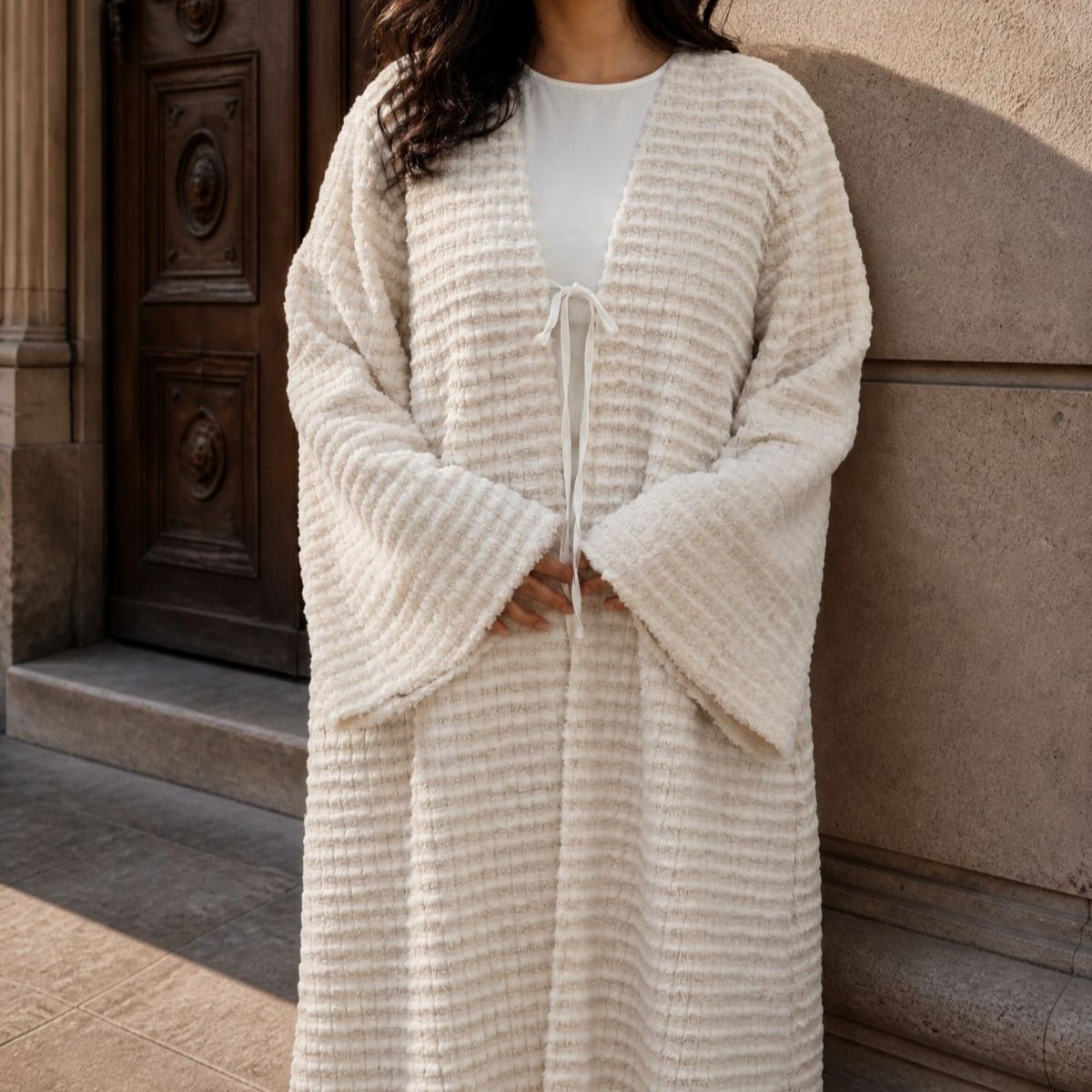 Oversized Fuzzy Knit Maxi Cardigan(MOA350) - Mariam's Collection