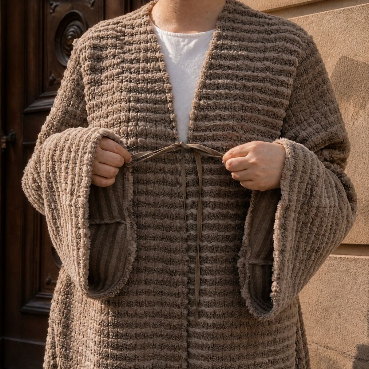 Oversized Fuzzy Knit Maxi Cardigan(MOA350) - Mariam's Collection