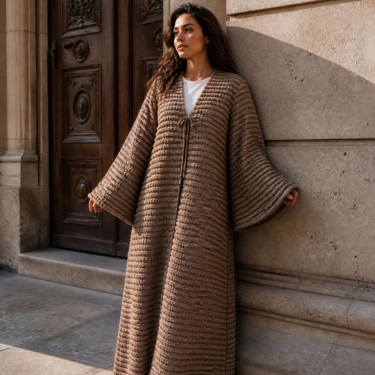 Oversized Fuzzy Knit Maxi Cardigan(MOA350) - Mariam's Collection