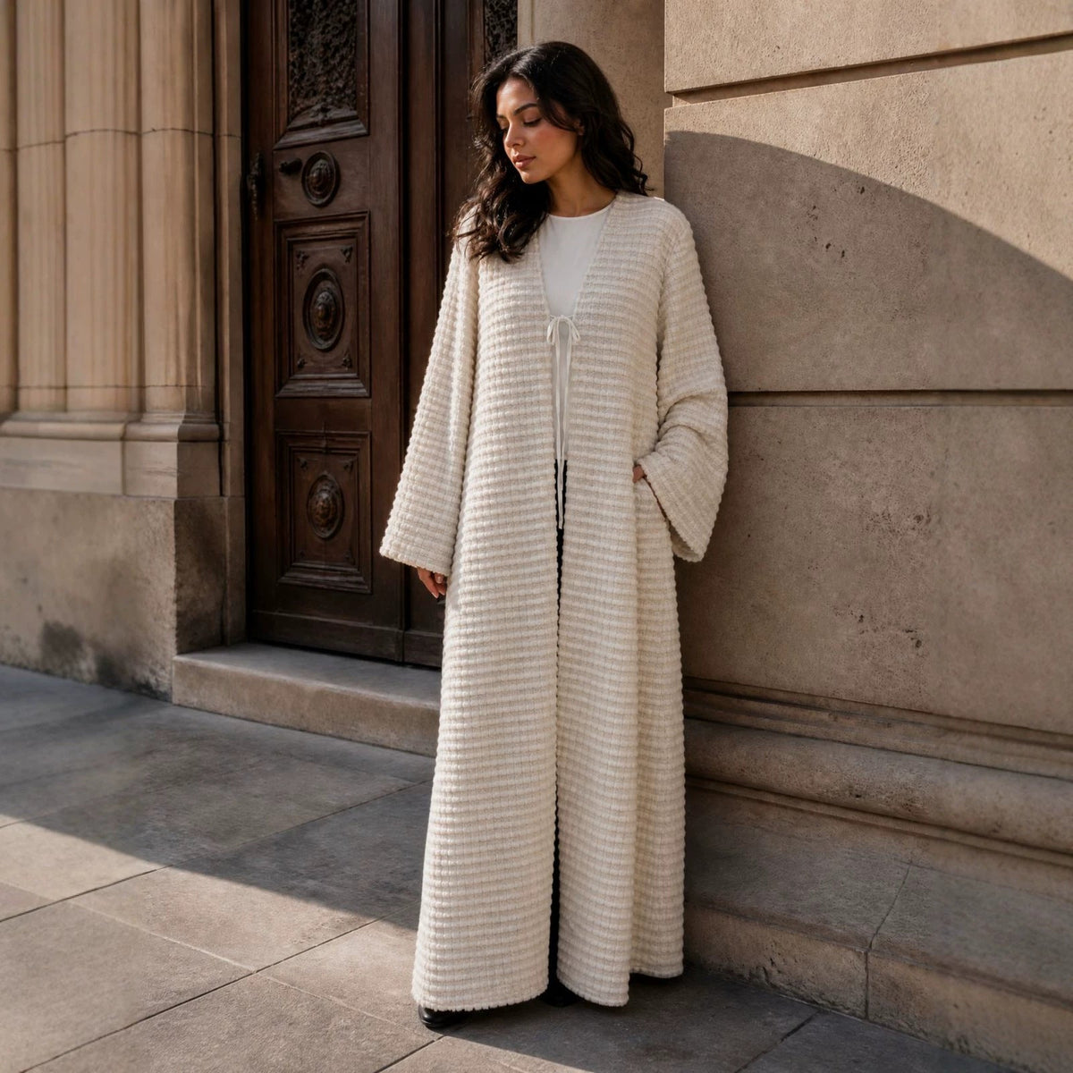 Oversized Fuzzy Knit Maxi Cardigan(MOA350) - Mariam's Collection