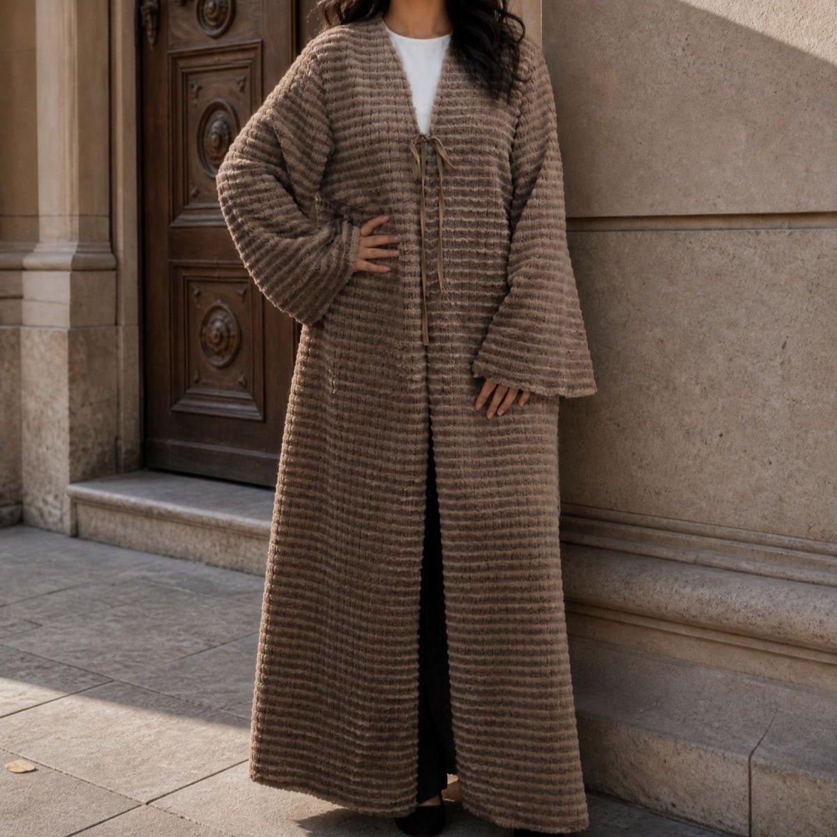 Oversized Fuzzy Knit Maxi Cardigan(MOA350) - Mariam's Collection