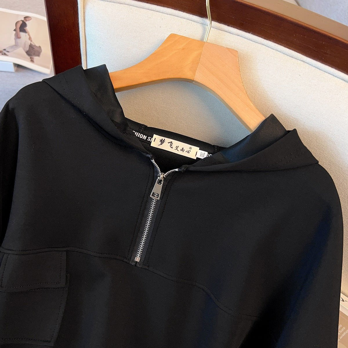 Oversized Half - Zip Hoodie Dress | Plus Size Midi Sweatshirt Dress(MS196) - Mariam's Collection