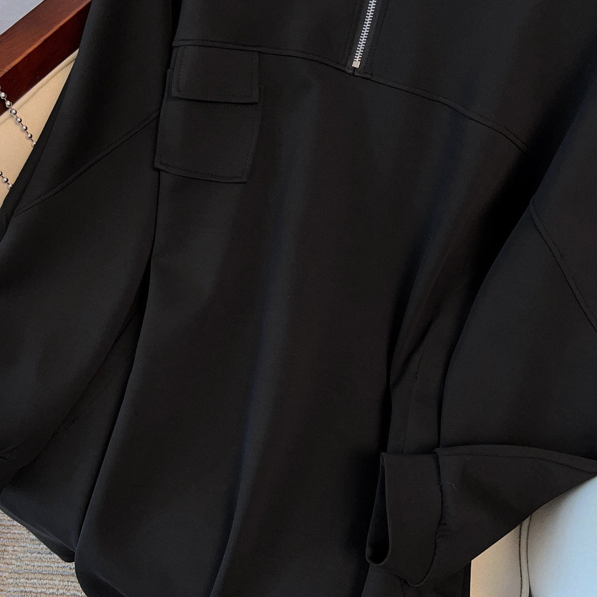 Oversized Half - Zip Hoodie Dress | Plus Size Midi Sweatshirt Dress(MS196) - Mariam's Collection