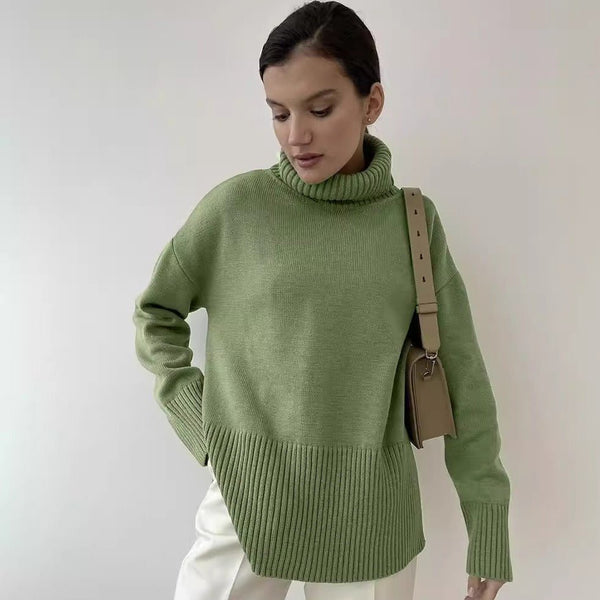 SY32 Mサイズ　カーキ　PANEL BORDER SWEATER oversized-turtleneck-sweater-