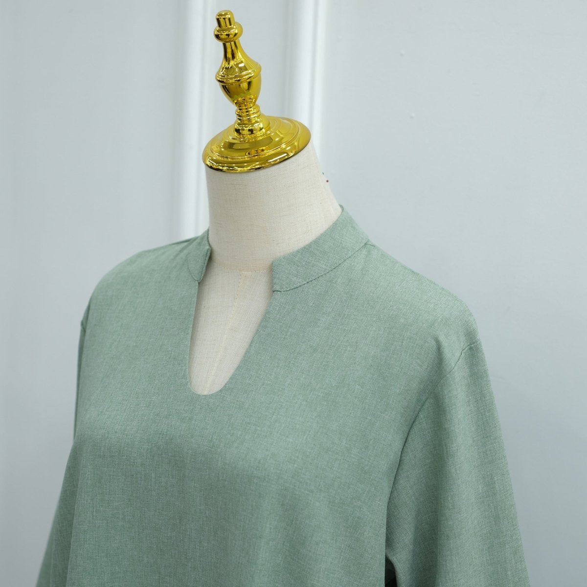 Oversized V - Neck Abaya with Pockets | Solid Color Maxi Dress with Wide Cuffs(MA331) - Mariam's Collection