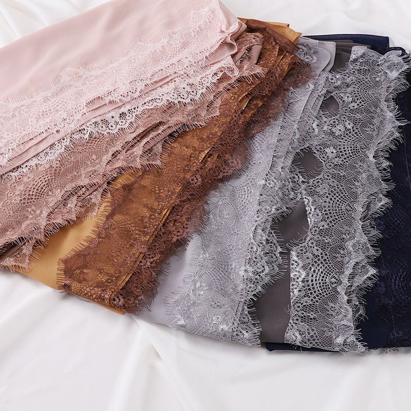 Pearl Chiffon Hijab with Lace Trim