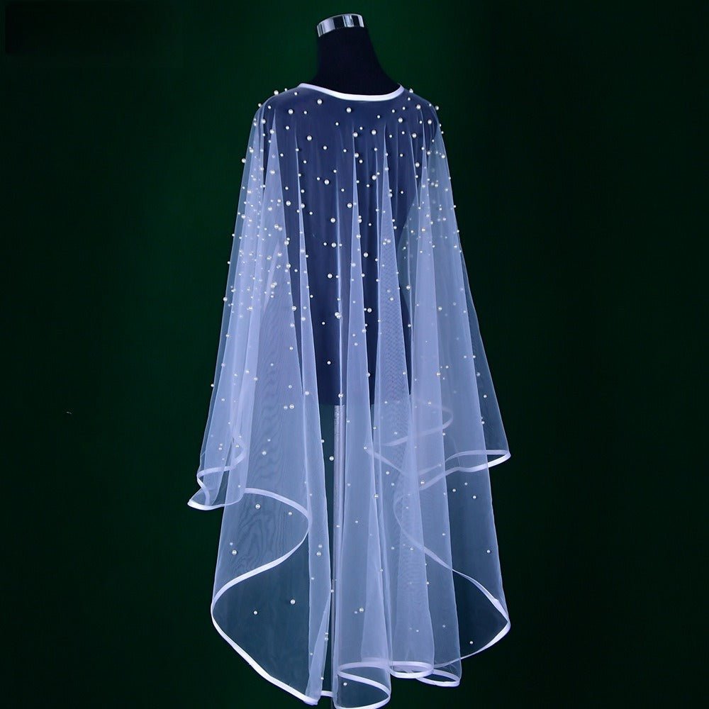 Pearl Embellished Bridal Cape(MAC374) - Mariam's Collection