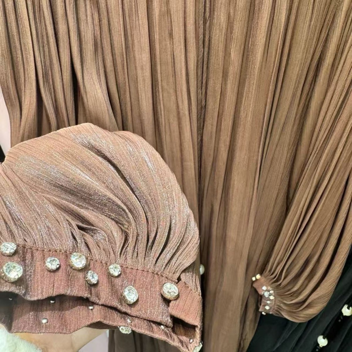 Pearl Embellished Yoke Maxi Dress(MS385) - Mariam's Collection