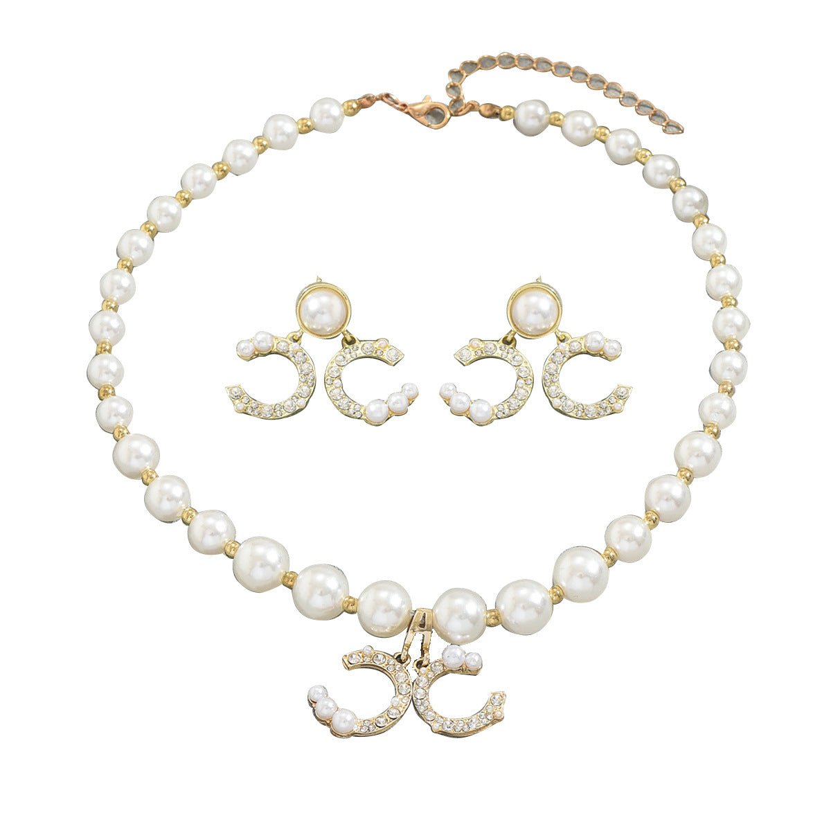 Pearl Necklace & Earring Set Elegant Jewelry Collection (MAC418) - Mariam's Collection