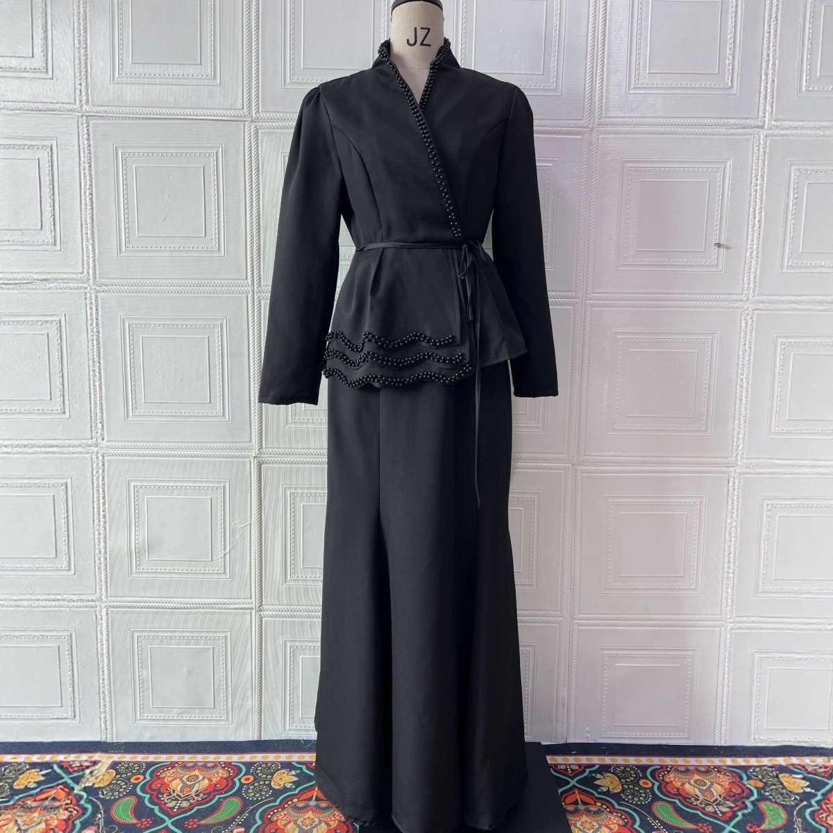 Pearl - Trimmed Blazer & Skirt Set(MS249) - Mariam's Collection