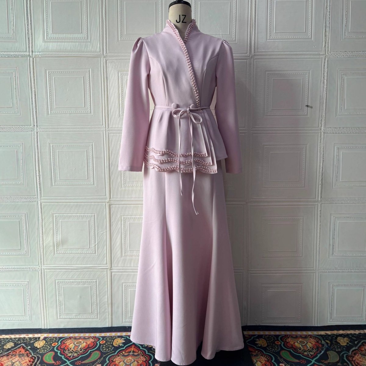 Pearl - Trimmed Blazer & Skirt Set(MS249) - Mariam's Collection