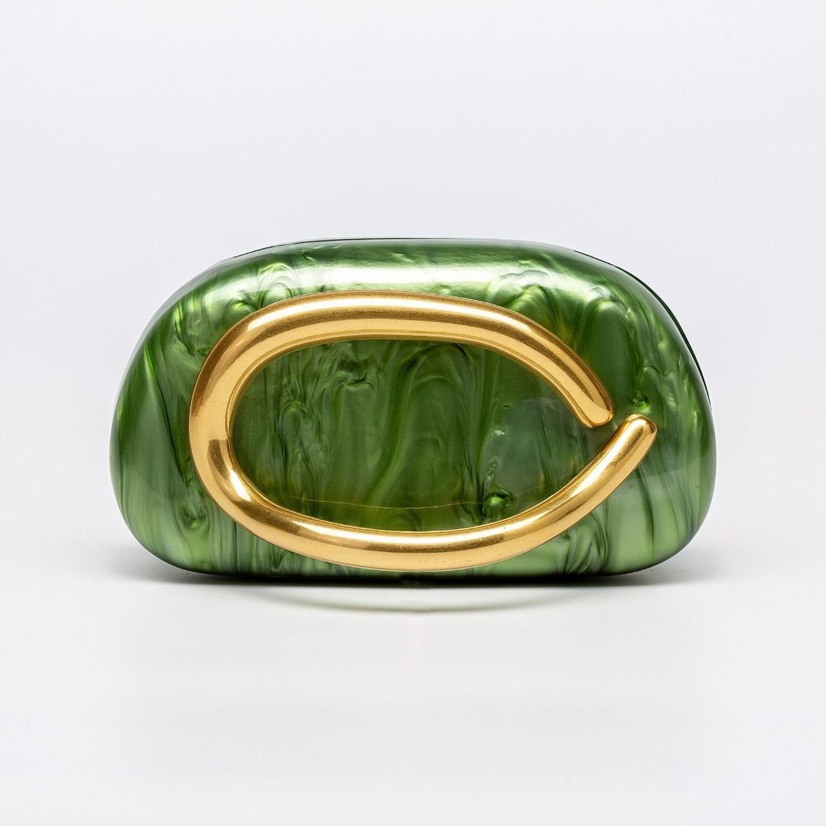 Pearlized Acrylic Gold - Tone Ring Handle Evening Bag - Wedding Banquet Shoulder Messenger Purse. (MAC250) - Mariam's Collection