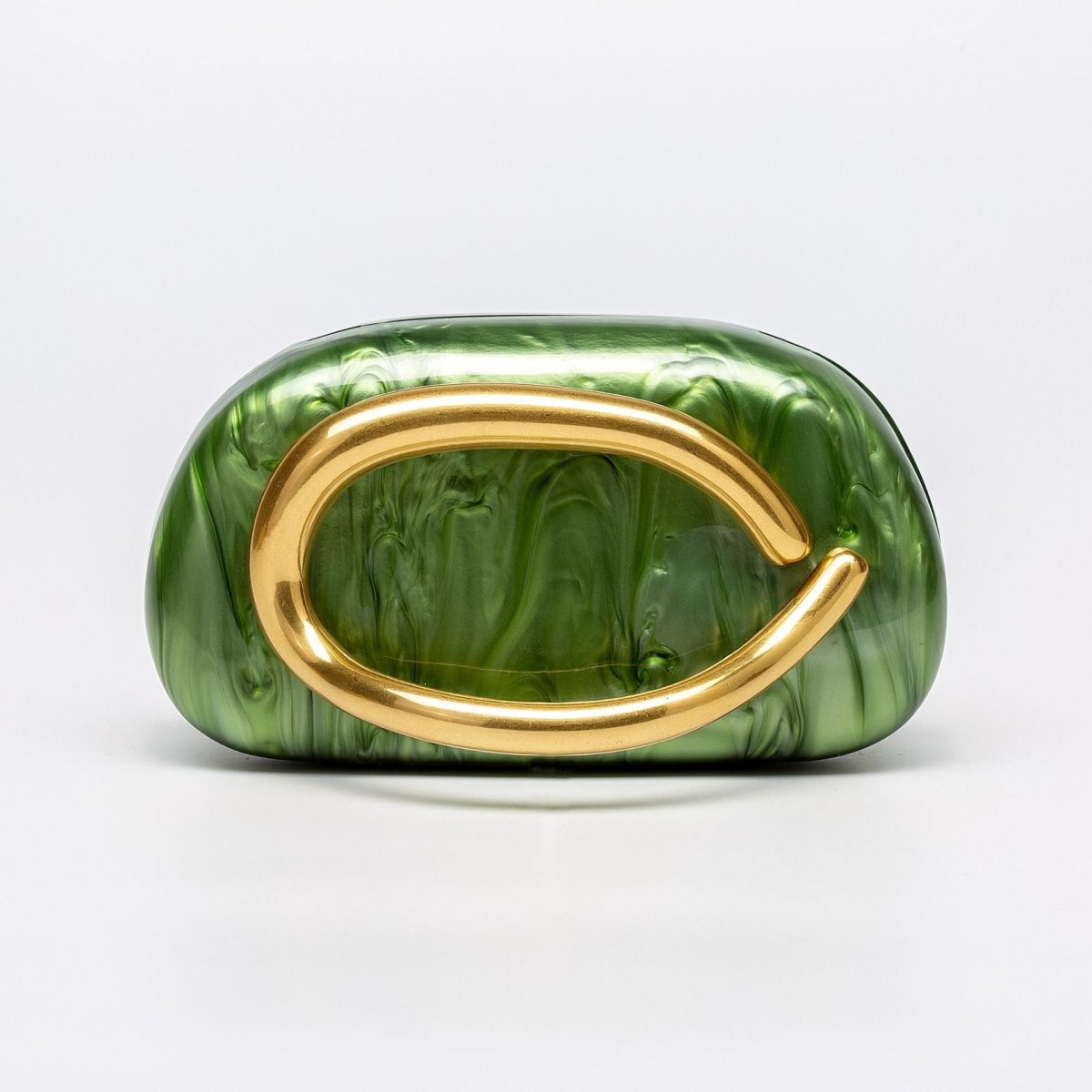 Pearlized Acrylic Gold - Tone Ring Handle Evening Bag - Wedding Banquet Shoulder Messenger Purse. (MAC250) - Mariam's Collection