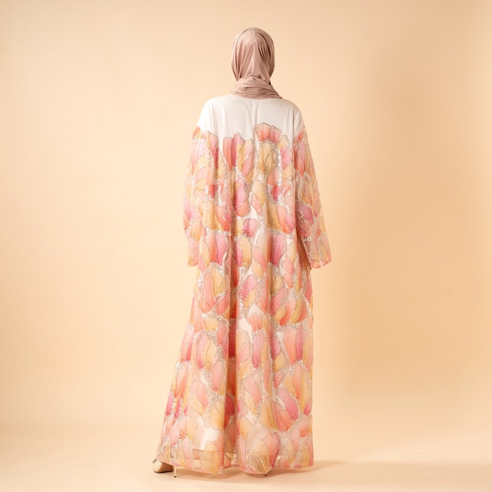 Petal Glow Hand - Embroidered Open Abaya — Secret Garden Series (MOA295) - Mariam's Collection