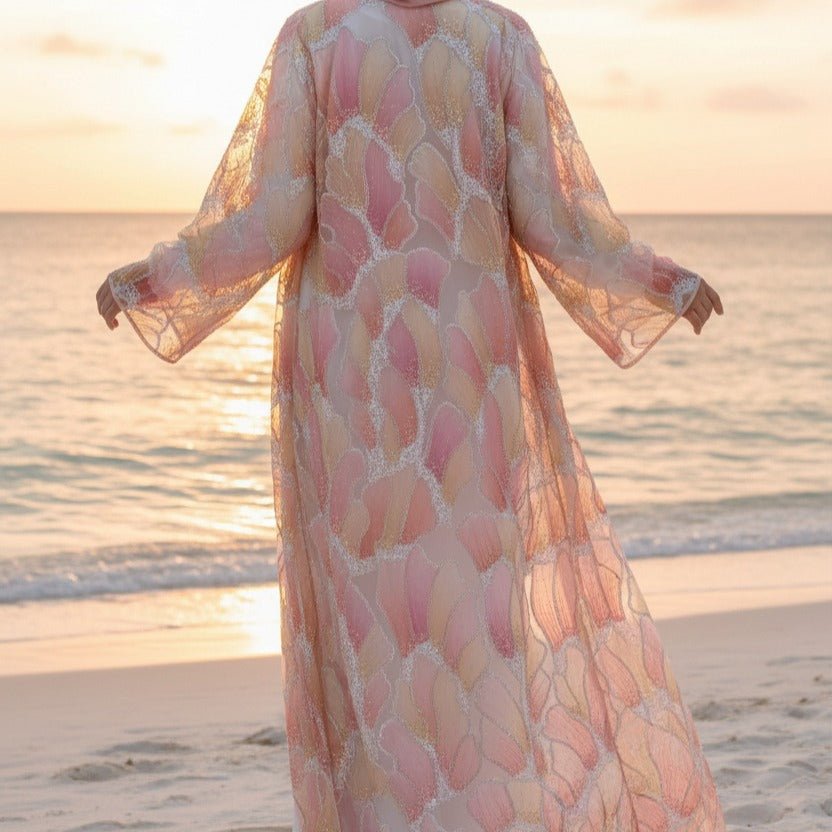 Petal Glow Hand - Embroidered Open Abaya — Secret Garden Series (MOA295) - Mariam's Collection