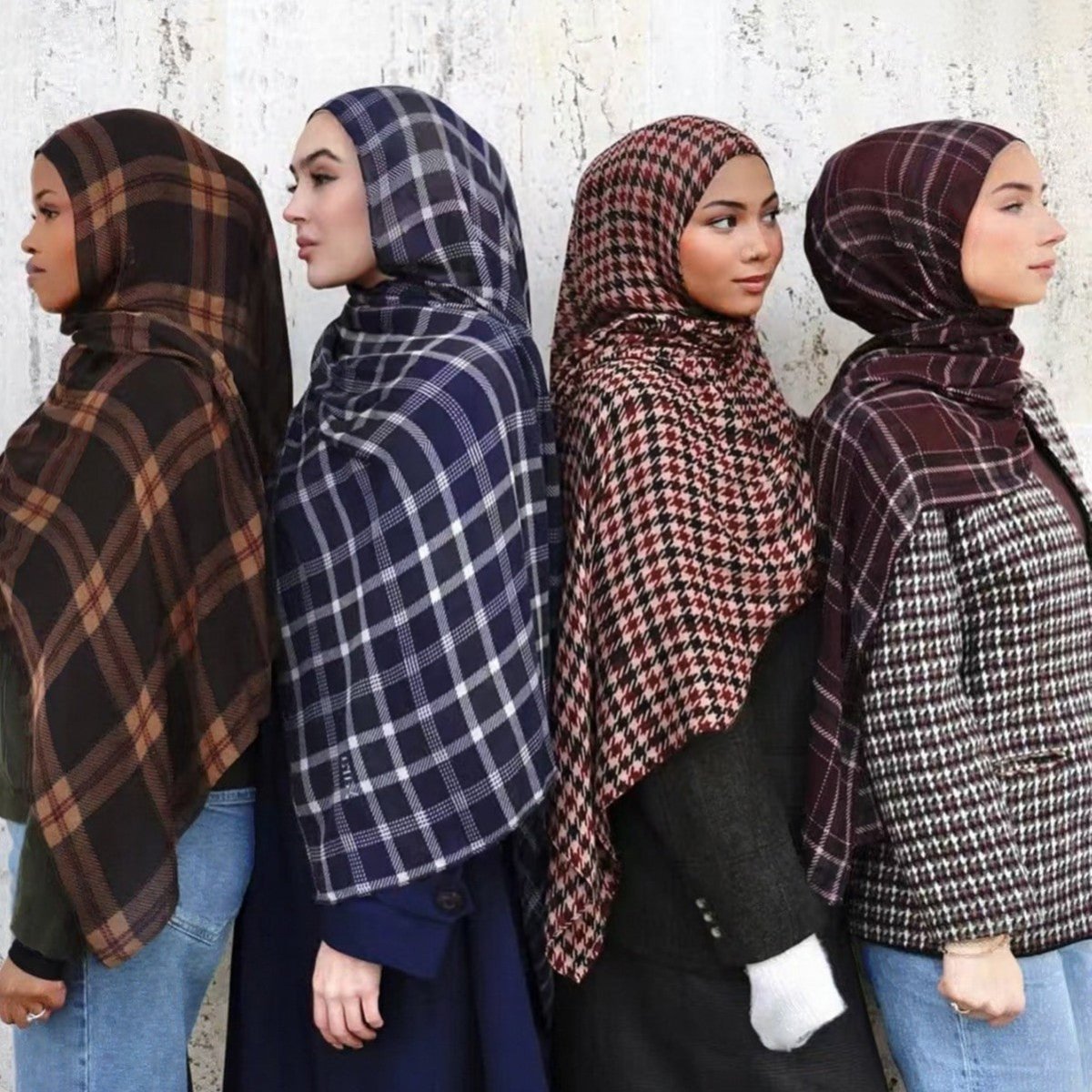Plaid & Houndstooth Hijab Scarf 