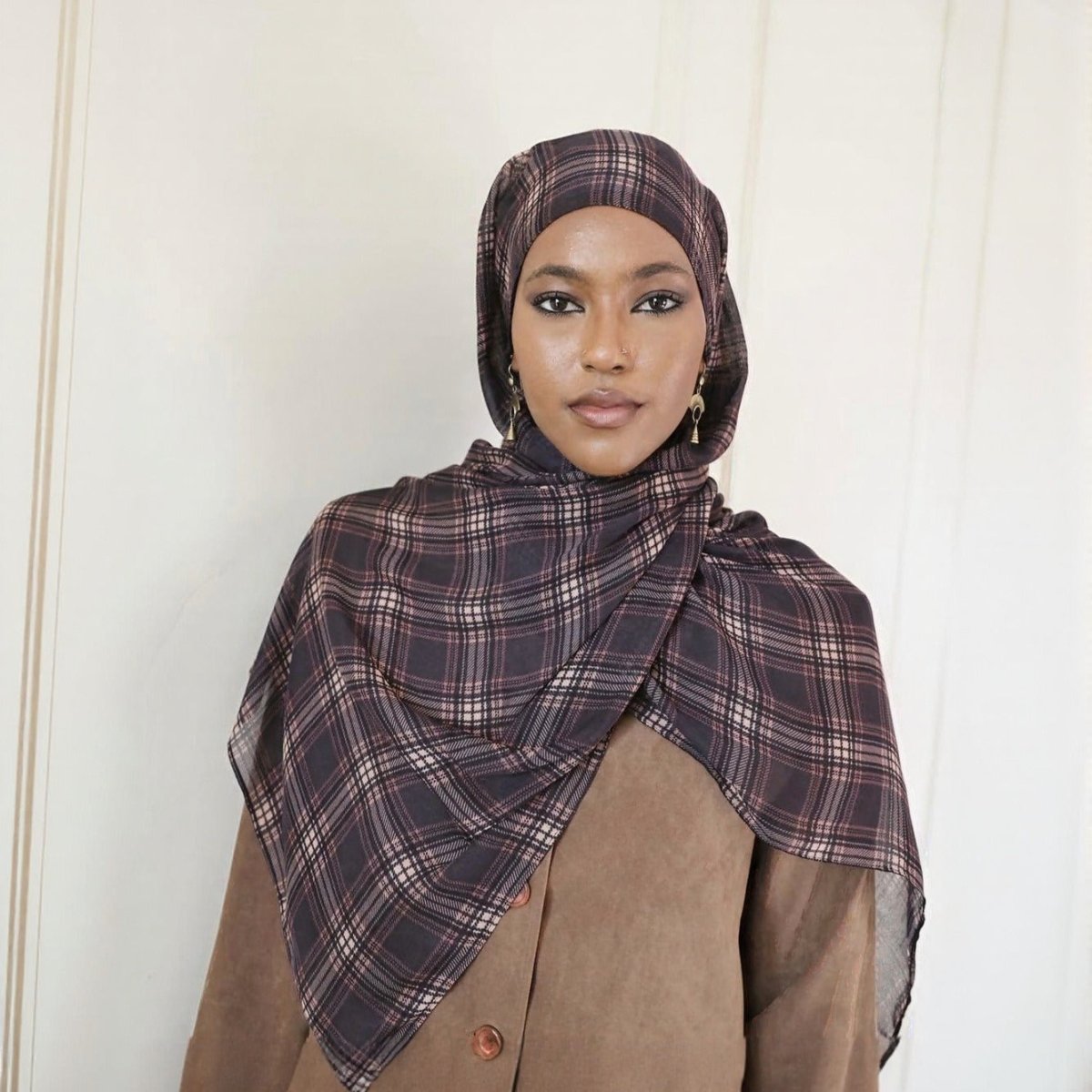 Plaid & Houndstooth Hijab Scarf(MH213) - Mariam's Collection