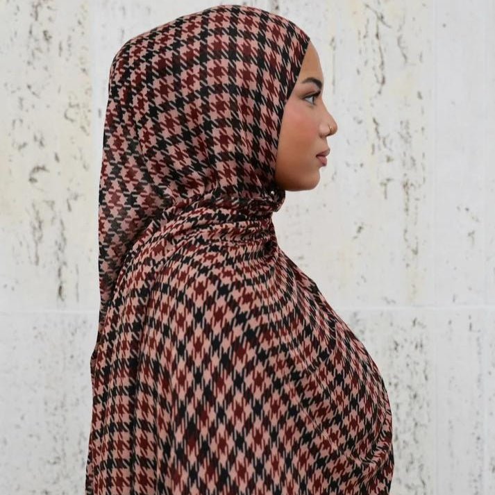 Plaid & Houndstooth Hijab Scarf (MH213) - Mariam's Collection