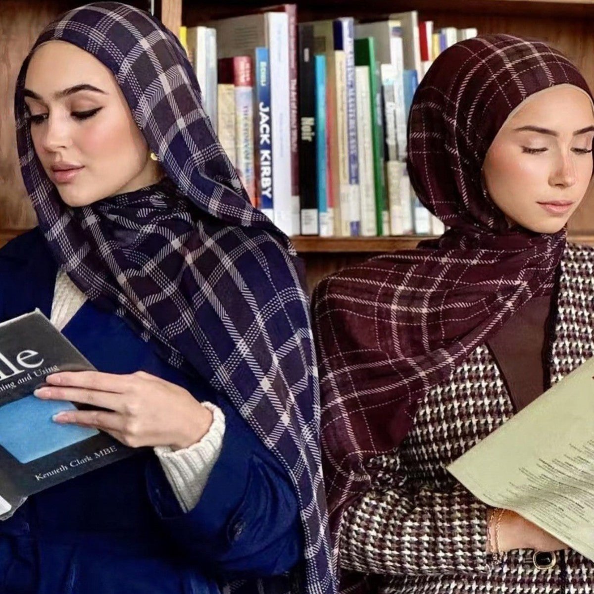 Plaid & Houndstooth Hijab Scarf 