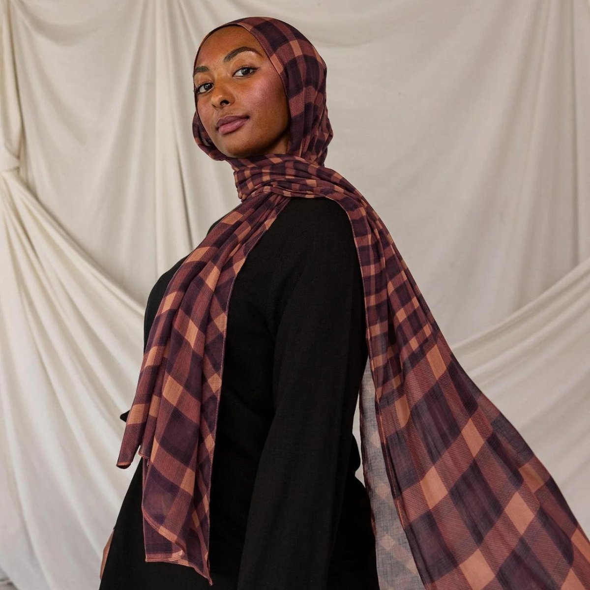 Plaid & Houndstooth Hijab Scarf(MH213) - Mariam's Collection