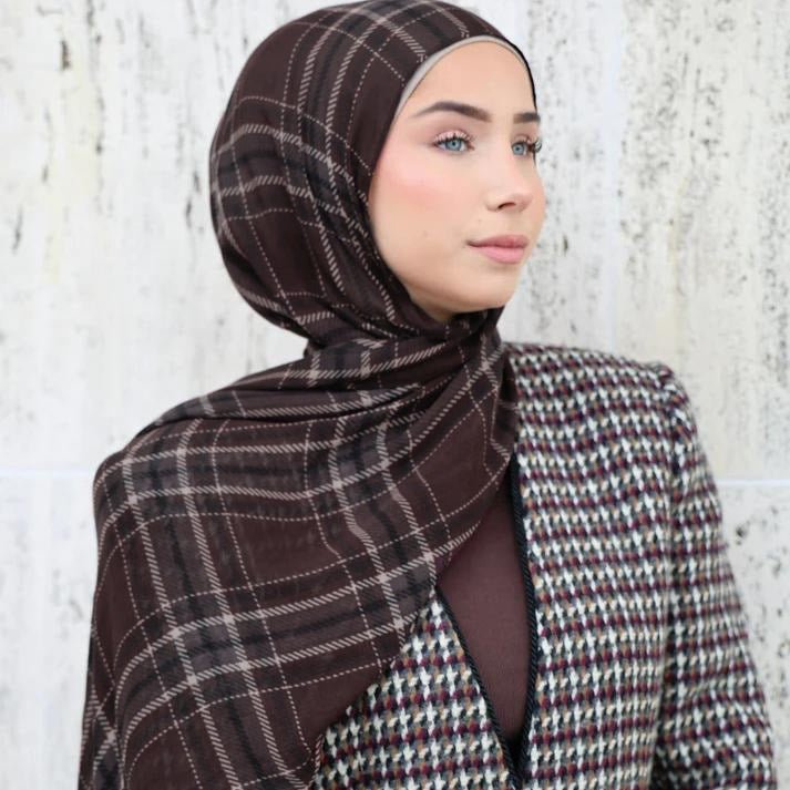 Plaid & Houndstooth Hijab Scarf(MH213) - Mariam's Collection
