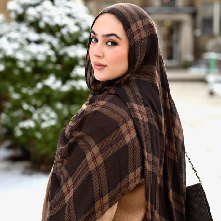 Plaid & Houndstooth Hijab Scarf (MH213) - Mariam's Collection