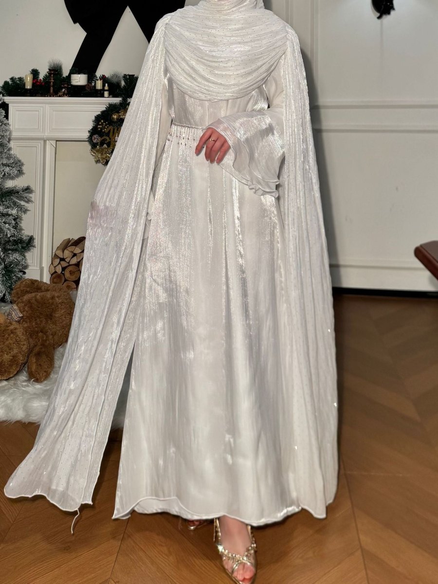 Pleated Cape Sleeve Abaya Maxi Dress(MA430) - Mariam's Collection