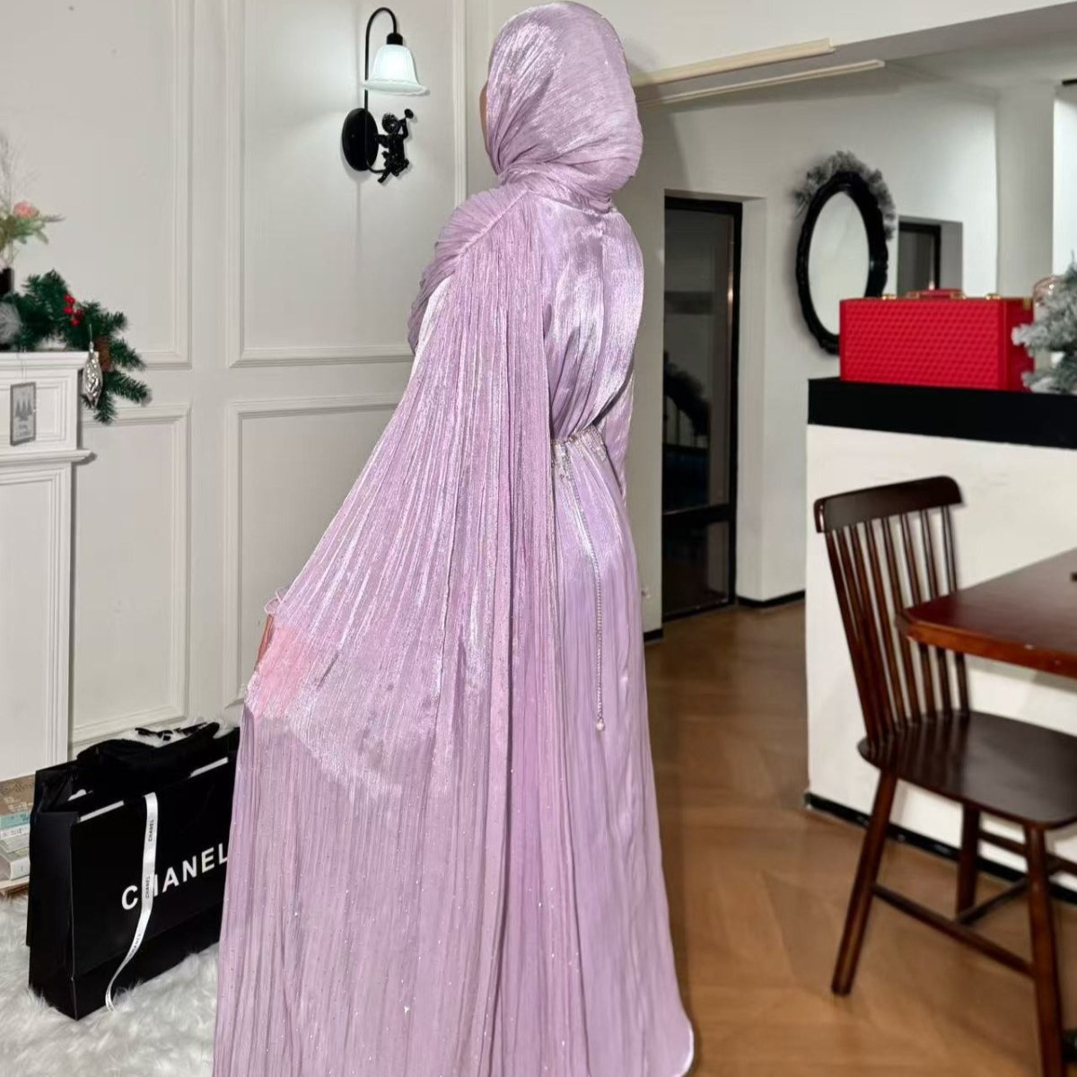 Pleated Cape Sleeve Abaya Maxi Dress(MA430) - Mariam's Collection