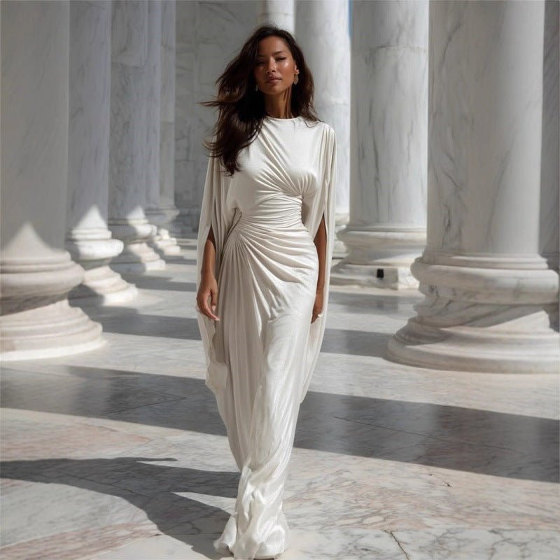 Pleated Evening Dress | Off-Shoulder Ruched Bodycon Gown(MS275) - Mariam's Collection