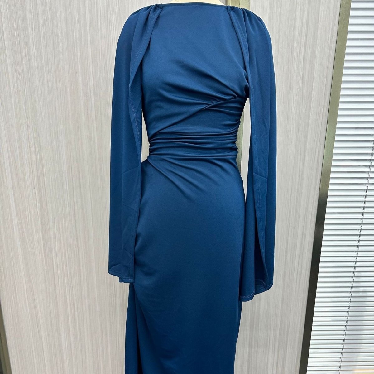 Pleated Evening Dress | Off - Shoulder Ruched Bodycon Gown(MS275) - Mariam's Collection