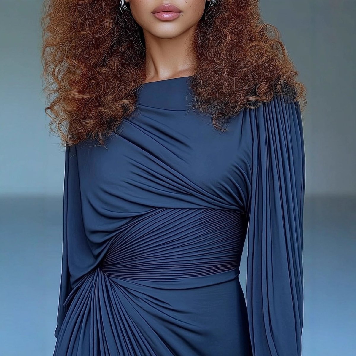 Pleated Evening Dress | Off - Shoulder Ruched Bodycon Gown(MS275) - Mariam's Collection