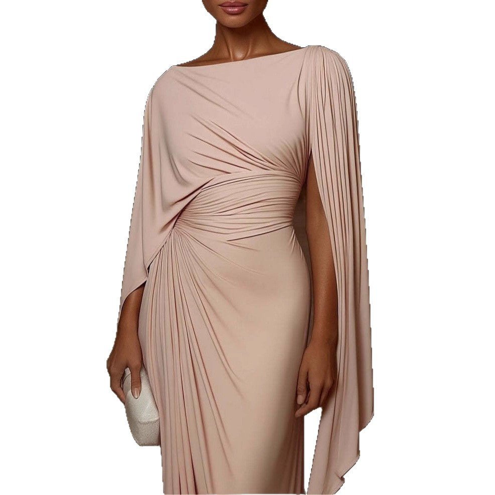 Pleated Evening Dress | Off - Shoulder Ruched Bodycon Gown(MS275) - Mariam's Collection
